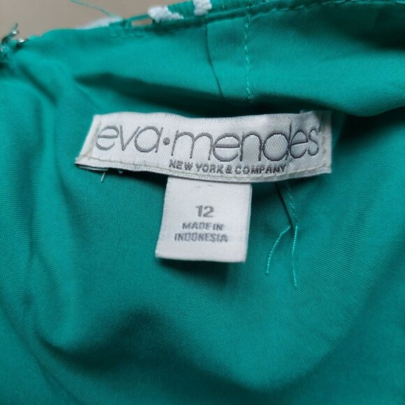 Eva Mendes New York & Company Womens Dress Size 12 Green & White Lace Sleeveless - Picture 2 of 3